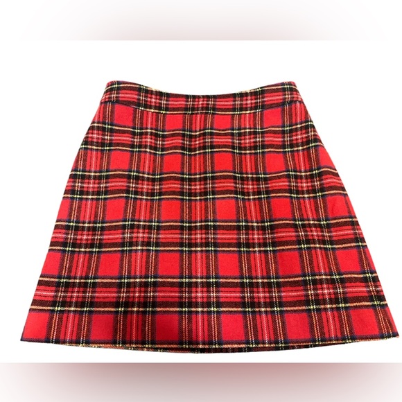 J. Crew Dresses & Skirts - J. Crew Tartan Wool Red Buffalo Plaid A Line Flare Skirt Women's Size 12